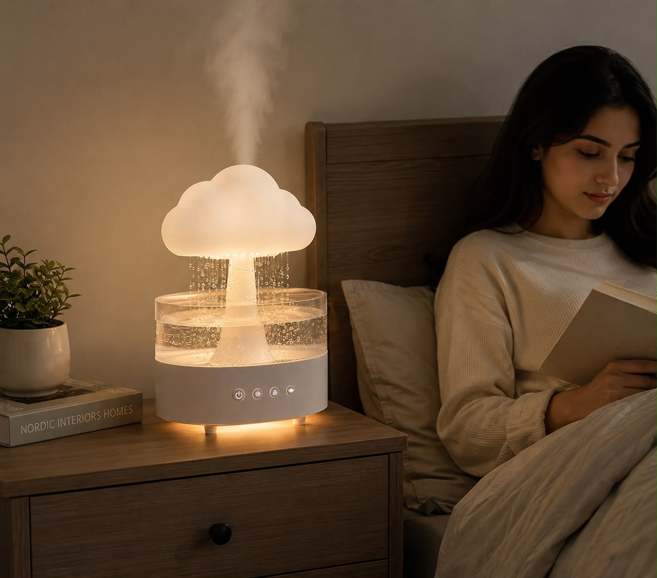 Cloud Rain Humidifier & Essential Oil Diffuser with 7-Color LED Night Light